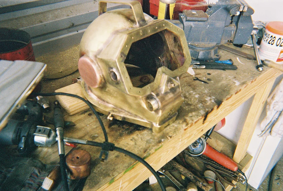 #2 prototype, Gladiator cast silicon bronze commercial diving helmet