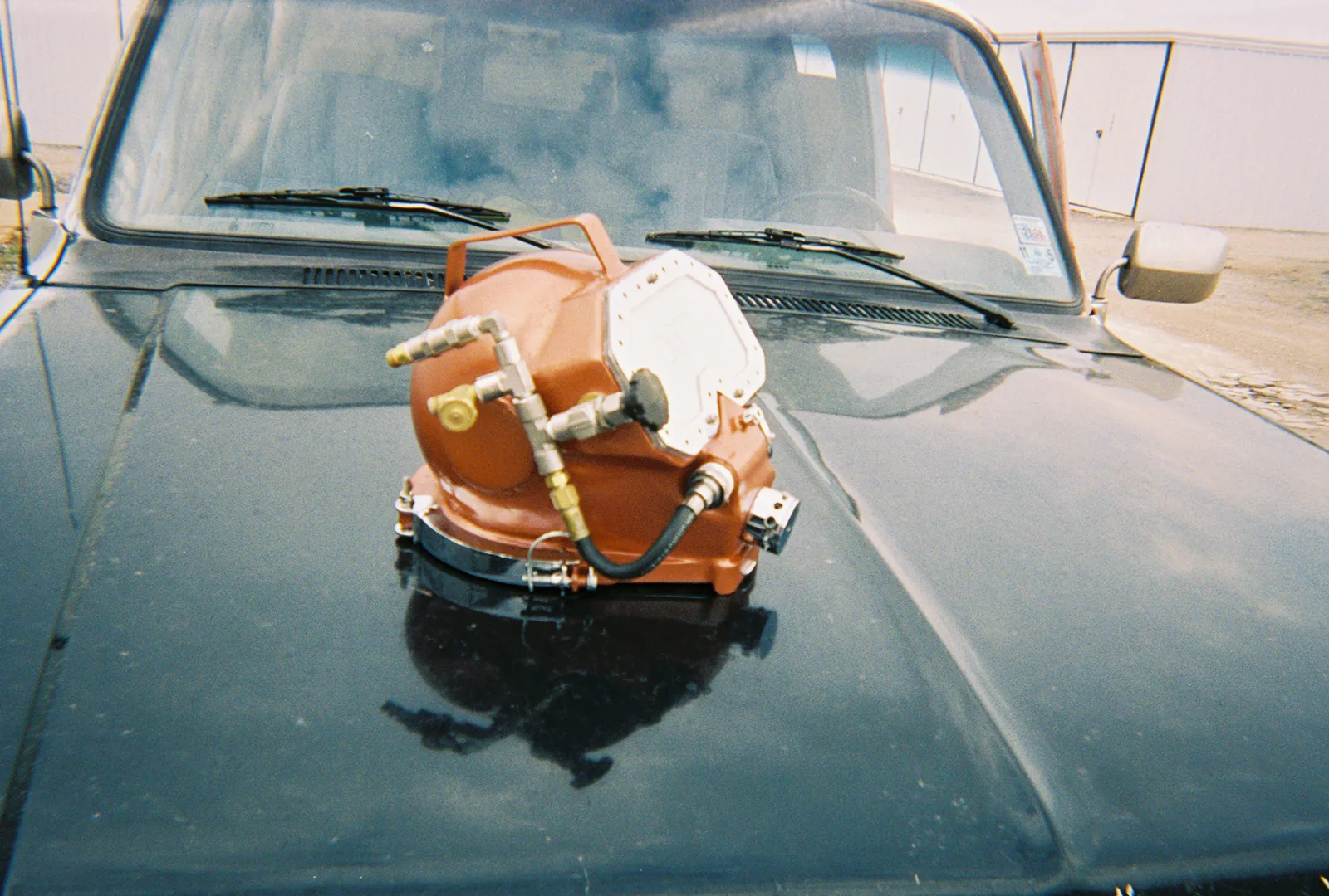 #2 prototype on job, Gladiator cast silicon bronze commercial diving helmet