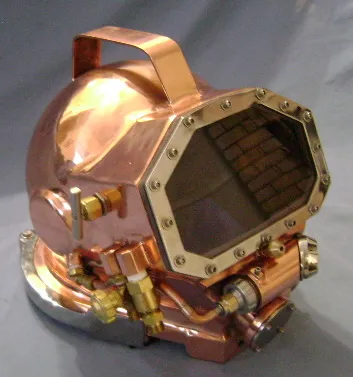 Gladiator silicon bronze commercial diving helmet built by Heavy Metal Divers