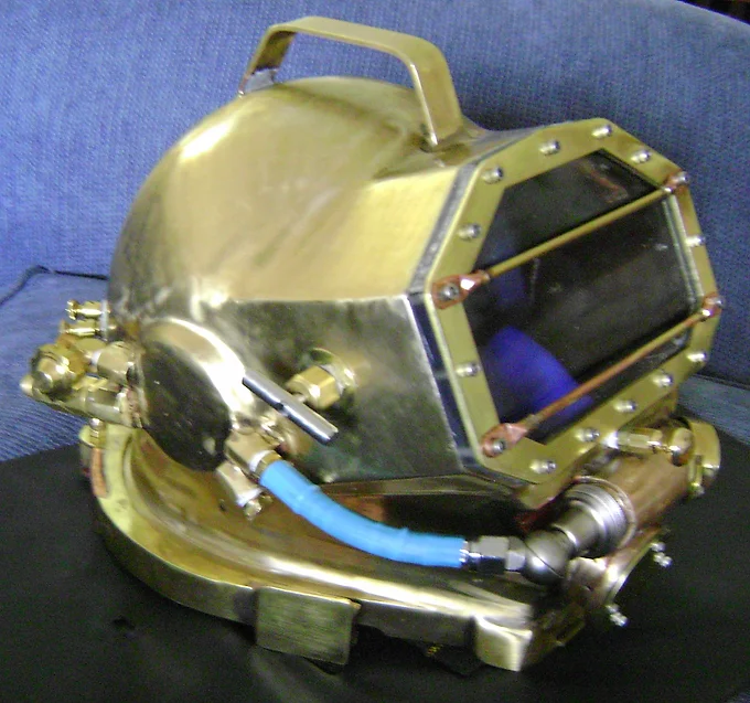 Gladiator silicon bronze commercial diving helmet built by Heavy Metal Divers