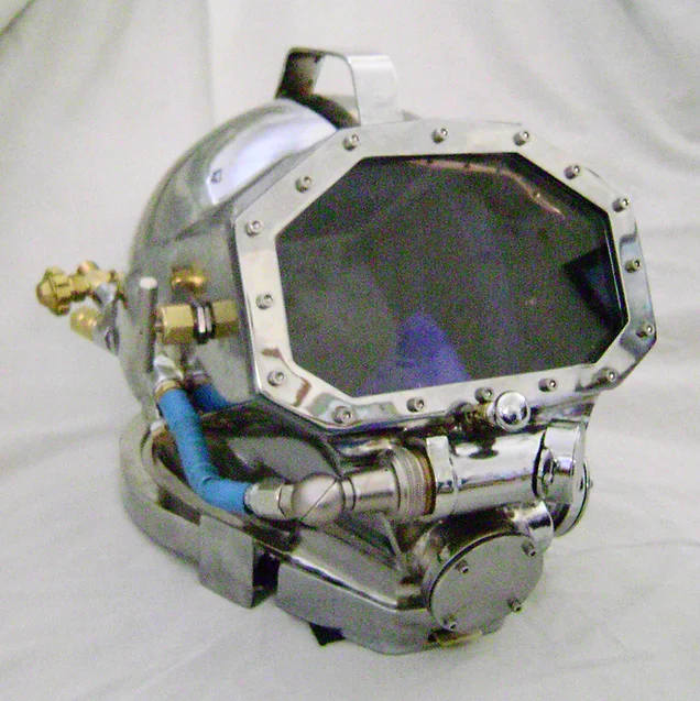 Gladiator silicon bronze commercial diving helmet built by Heavy Metal Divers