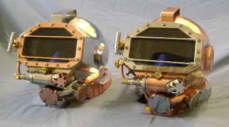 Gladiator silicon bronze commercial diving helmet built by Heavy Metal Divers