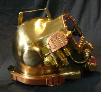 Gladiator silicon bronze commercial diving helmet built by Heavy Metal Divers
