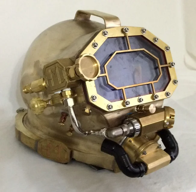 Gladiator silicon bronze commercial diving helmet built by Heavy Metal Divers