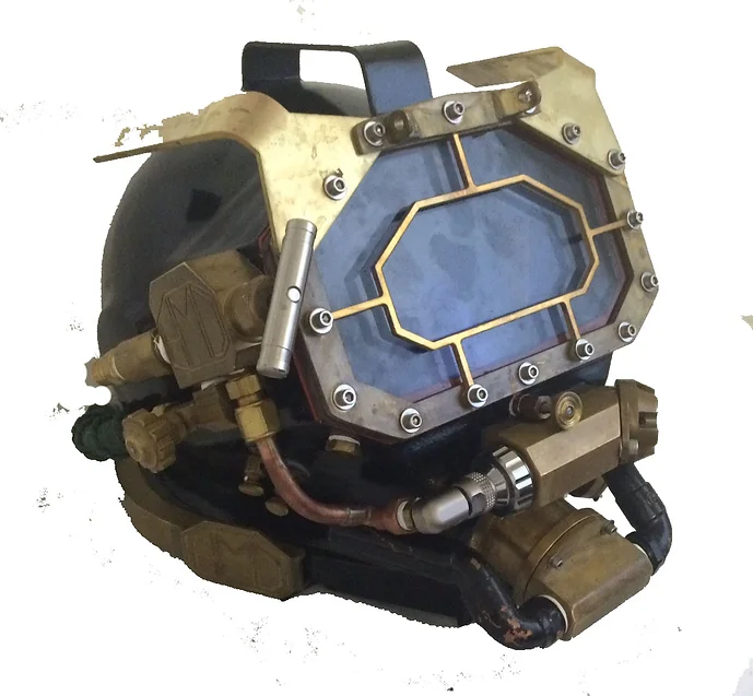 Gladiator silicon bronze commercial diving helmet built by Heavy Metal Divers