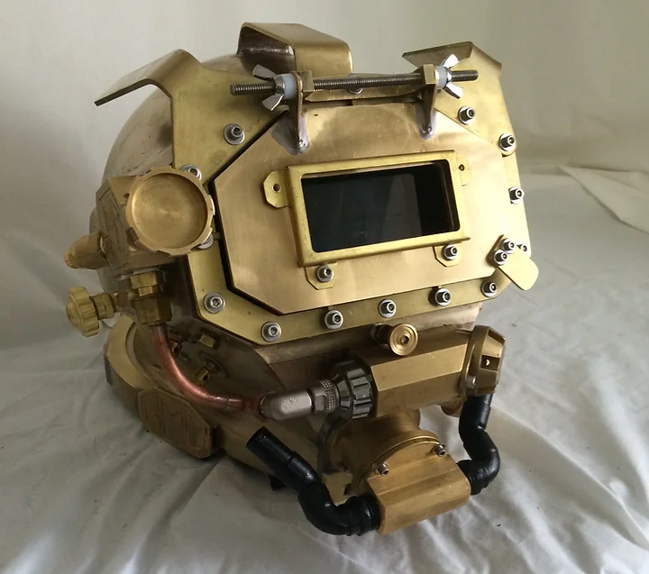 Gladiator silicon bronze commercial diving helmet built by Heavy Metal Divers