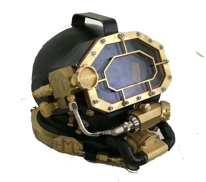 Gladiator silicon bronze commercial diving helmet built by Heavy Metal Divers